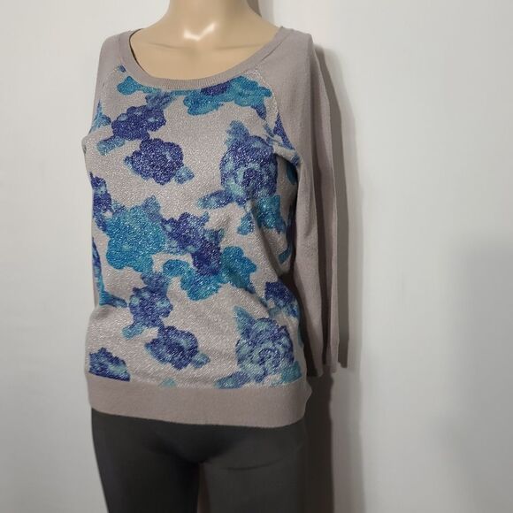 Inc gray shimmering floral women's sweater - Picture 9 of 11